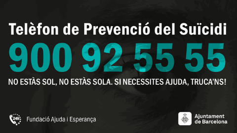 Cartell amb el número del telèfon de prevenció del suïcidi